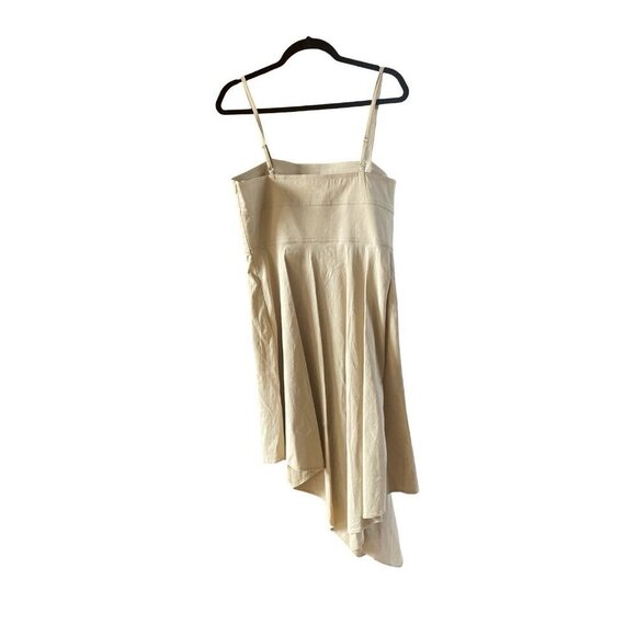 $551 A.L.C. Women's Beige Verona Asymmetric-Hem Midi Fit & Flare Dress Size 12 - Picture 11 of 15